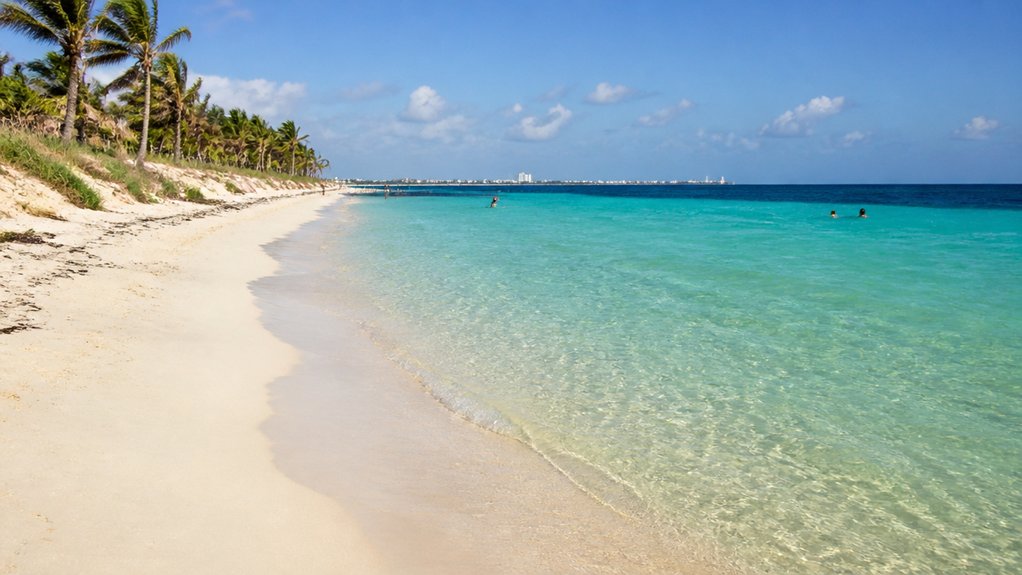 calmer uncrowded beach with basics