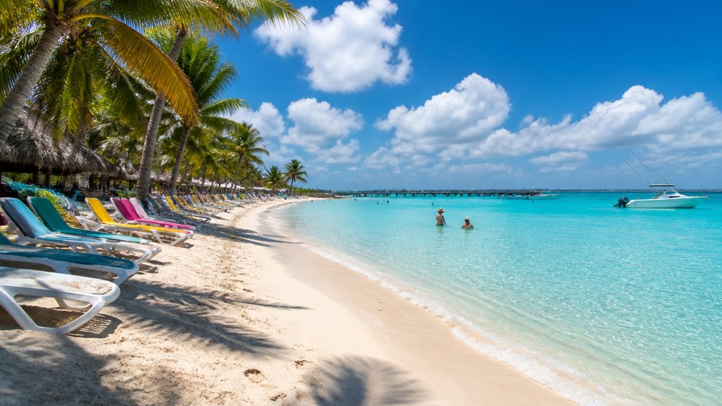 powdery sand clear water