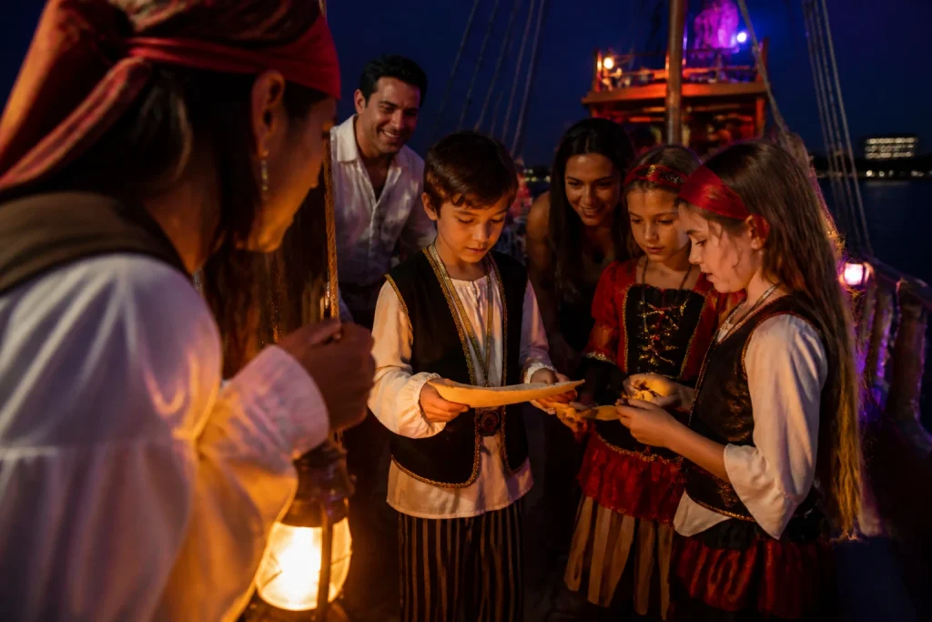 Family activities during a Cancun pirate dinner show